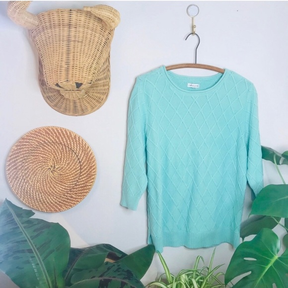 vtg vsco 90s Tiffany blue chunky oversized sweater - Picture 6 of 6